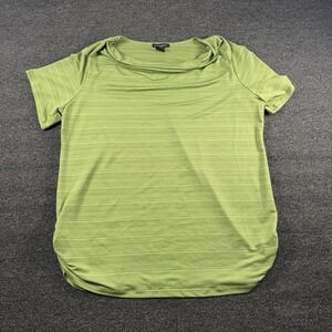 Susan Lawrence Blouse Size 1X Green Stripes Short Sleeve